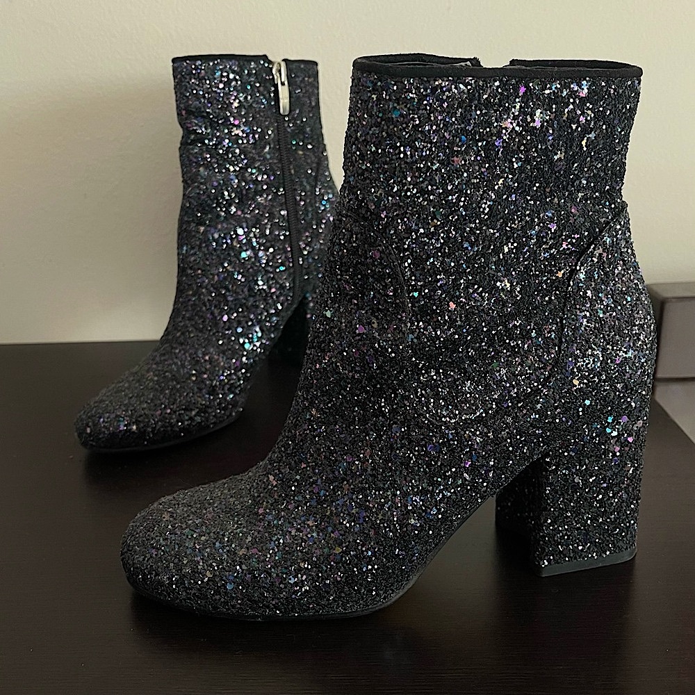 Marc Fisher Dark Glitter Heel Boots